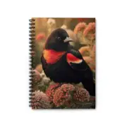 Spiral Notebook Ruled Line Red Winged Blackbird in Natural Environment Design 1