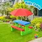Multi-Colour Kids Table Bench Picnic Chair Set w/Umbrella Set Outdoor Indoor