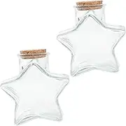 ULTECHNOVO 2Pcs Star Shape Corked Drift Bottles Transparent Glass Jars for Wishing Bottle Decor for DIY Art Decoration and Storing Objects for Home Party Use