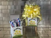 Get Well Soon Hostess Chocolate Donuts Gift Basket-Box Wrap & Yellow Bow
