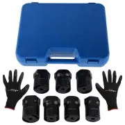 Wheel Bearing Locknut Socket Set 1/2 Inch Drive 7Piece and Metric 6-Point Socket