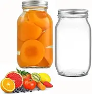 DUJIAOSHOU 2 Pack Mason Jar 500ML Glass Mason jars with Lids Canning Jars for Fermenting,Food Storage Jars Preserving Pasta, Cookies,Nuts, Candies and Beans