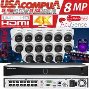 Hikvision 4K 16CH IP POE Smart Ligth Security Camera System DS-2CD1343G2-LIU Lot