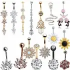 Dangling Navel Belly Button Rings Crystal Surgical Steel Piercing Womens Jewelry