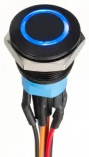 Apem PUSH BUTTON SWITCH 19.2mm 1A 2-Pole Momentary DPDT IP67, Illuminated BLUE