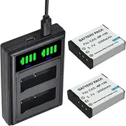 2 Packs NP-130 NP130 CNP-130 CNP130A Batteries Dual Charger with Type C Port for Casio Exilim EX-H30 ZR100 ZR200 ZR300 ZR400 ZR410 ZR700 ZR1000 ZR1200 Camera
