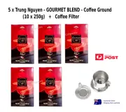 5 x Vietnamese Trung Nguyen GOURMET BLEND Ground Coffee 500g + Coffee Filter
