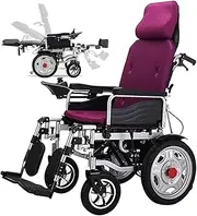 90-180° Lie Flat Wheelchairs Folding Car with High Back Electric Power Reclining Wheelchair Elderly Mobility Vehicles Disabled Aids Scooters(A)