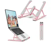 Laptop Stand, Portable Laptop Stand for Desk, 6-Levels Adjustable Ventilated Cooling Computer Notebook Stand Riser, Compatible - Pink