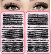 Bransfy 3 Styles 684pcs Eyelashes Lash Clusters Wispy Individual Lashes D Curl Lash Extension 9-16MM Natural Lashes Volume Clusters Individual DIY Cluster Eyelash(60D+80D+100D)