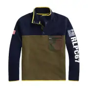 Polo Ralph Lauren Mens Mockneck Pullover Fleece Jacket (Small, Blue) $148