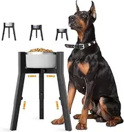 Adjustable Dog Bowl Stand, 7-10.7 Inches Wide, 9.8-13.4 Inches High, Sturdy Square Tubular Elevated Dog Bowl Stand, Suitable for Small, Medium and Large Dogs (Bowl Not Included)