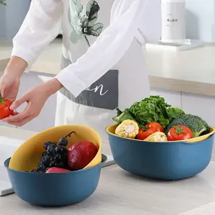 香彩雙層瀝水籃家用水果籃濾水籃果蔬洗菜盆多功能創意廚房用品