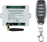 Mellisso DC 12V 24V 36V 10A 433MHz 4 Channel Wireless Relay Remote Control Switch Receiver+4CH Transmitter,1 Receiver 1 Remote