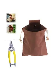 Collapsible Waxed Leather Canvas Pouch Foraging Bag with Garden Flower Scissors