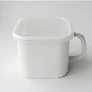 日式加厚琺瑯方形收納杯+杯蓋 1.45L 【來雪拼】【現貨】咖啡杯 紅茶杯 牛奶杯 泡麵杯