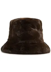 Jakke Hattie Faux fur Bucket hat - Chocolate One Size