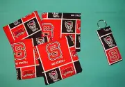 *COASTERS SET and/or KEYCHAIN key ring NORTH CAROLINA STATE UNIVERSITY Wolfpack