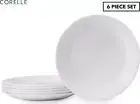 Set of 6 Corelle 21.6cm Livingware Vitrelle Lunch Plates - Winter Frost White.