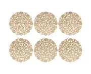 6Pcs Hollow PVC Coaster Table Mat for Coffee Tables Tableware Cup Christmas Pads Decoration Accessories - gold