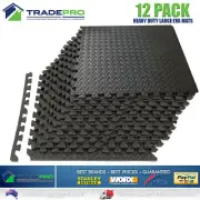12PC Floor Mat Tiles EVA H/Duty Rubber Foam Interlocking Anti Shock Absorb Gym