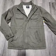 Oshkosh Boys 14 Canvas Sherpa Fleece Lined Jacket Bomber Zip Snap Coat Warm