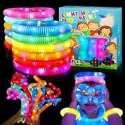 Glow Sticks Party Set (12 Pack) - Neon Light-Up Bracelets & Necklaces for Kids - Glow-in-the-Dark Party Favors for Halloween, Birthdays, Camping, Dance Parties - Fun Accessories for Boys & Girls