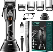 VGR 653 Professional Hair Clippers for Men, 9000RPM Barber Clippers & Trimmers for Hair Cutting, Cordless Mens Hair Cutting Kit with USB Rechargeable, Black