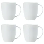 4x Maxwell & Williams Cashmere 420ml Porcelain Coupe Mug Coffee/Tea Cup White