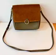 Neiman Marcus Olive Tracey Ring Crossbody Faux Calf Hair Bag