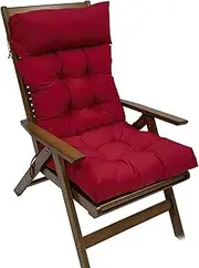 Waterproof High-Back Patio Chair Cushion with Non-Slip Ties, All-Weather Fade-Resistant Outdoor Cushion for Garden, Backyard & Rocking Chairs(Red)