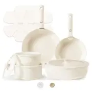 CAROTE 15pcs Ceramic Cookware Set Pots and Pans Set Non Stick Induction Kitch...