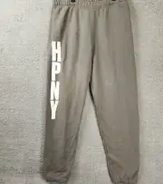 HERON PRESTON HPNY Graphic Sweatpants Men's L Gray/White Elastic Waist Pull On