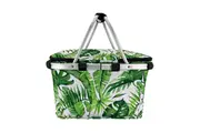 Sachi Insulated Foldable Picnic Carry Basket Bag with Lid Jungle Leaf