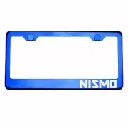 Blue Chrome License Plate Frame NISMO Laser Etched Metal Screw Cap
