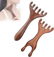 Saludea Meridian Comb, Gua Sha Comb - Wood Massage Tools, Nose Guasha Tool, Facial Wood Gua Sha Tool for Scalp, Face, Neck & Shoulder (Pack-C)