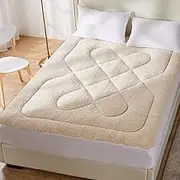 DreamZ Mattress Topper Protector 100% Cotton Wool Underlay Mat Reversible Use