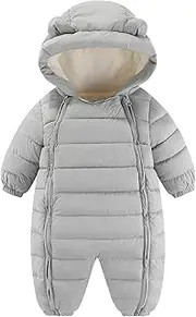[KEOYA] Baby Newborn Winter Snowsuit Double Zips Hooded Romper Fleece Warm Jumpsuit