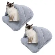 2x Paws & Claws 58x44cm Cat/Pet/Kitten/Dogs/Puppies Plush Igloo Bed/Cave Grey
