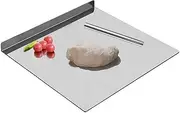 uyoyous Stainless Steel Cutting Board 80 x 50cm Large Chopping Board Pastry Board Worktop with Rolling Pin, Kitchen Cutting Mat for Kneading Pastry Meat Vegetables Bread