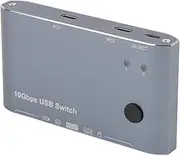 USB Switcher, 2 Computers Sharing 4 USB Port 10Gbps Data Transfer, Plug and Play for PC Laptop Keyboard, Aluminum Alloy Material, Remote Switch