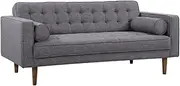 Sofia 3-Seater Sofa Bed, Versatile Living Room and Bedroom Furniture, Scandinavian-Inspired Couch, MDF Frame and Polyester Fabric, Button Tufted Upholstery, Durable, Dark Grey