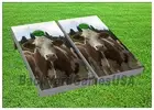 VINYL WRAPS CORNHOLE BEANBAG Board DECALS Cow Livestock Grazing on Field Set 897