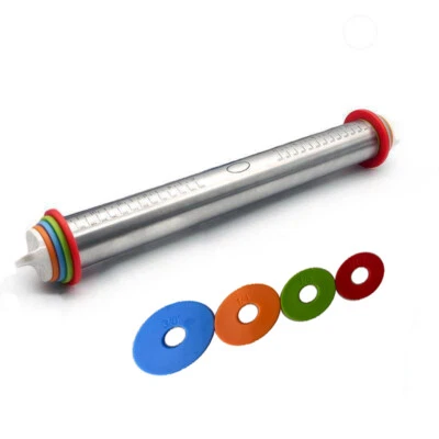 1pc Stainless Steel Adjustable Rolling Pin Thickness Ring Non Stick French Style
