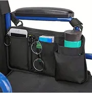 Wheelchair Pouch Bag for Walker, Rollator Walker Bags for Armrest Organizer Wheelchair, Wheelchair Side Pouch with 5 Pocket, Walker Accessories Bag with Cup Pocket
