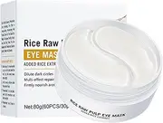 Loodgao 60Pcs Rice Puree Eye Mask for Women Girls Gentle Smooth Texture Deep Hydration Non Irritating 80g Facial Care Soothing Under Eye Pads White One Size