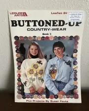 Leisure Arts Buttoned Up Country Wear Waste Canvas Cross Stitch Pattern 2417