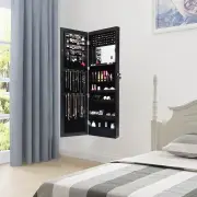 CostwayJewelry Cabinet Lockable with Full-Length Mirror and 15 LED Lights-Black