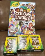 Crayola Colors Of the World Coloring & Activity Book W/ 3 Packs New Crayons