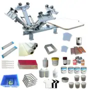 4 Color 1 Station Silk Screen Press Printing Kit with Materials Kit Shirt DIY